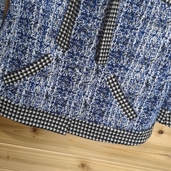 CAbi Jacket Womens Medium Blue #5294 Reina Houndstooth Club Jacket Cropped Prep - Picture 3 of 10